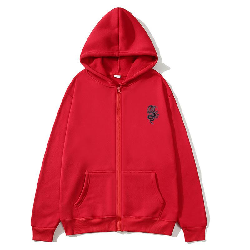 Black Dragon Zip Hoodie Oversized Hoodie Streetwear Women's Sweatshirt Women Hoodie Pocket Long Sleeve Black Dragon Zip Hoodie