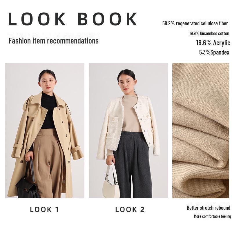 460G Women's Velvet Half-High Collar Warm Long-Sleeve T-Shirt - Winter & Autumn