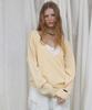 Lonkeu Wool Deep V-Neck Button Pullover Knit (Butter Yellow)