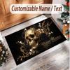 Tappeto Morbido in Velluto di Cristallo Tema Gotico Teschio Stampa Personalizzata Nome e Testo Tappeto Antiscivolo per Camera da Letto Soggiorno