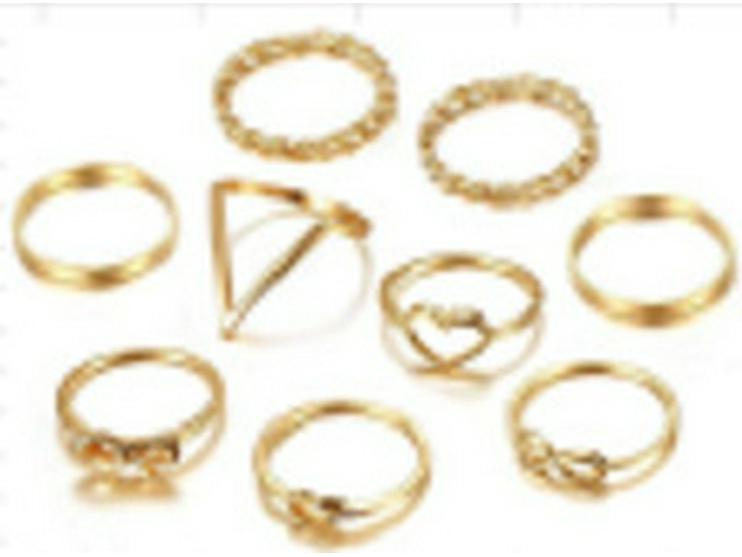 European & American 8-Shape Love Bow Ring Set - 9 Pieces