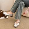 Inner height-increasing silver bow Mary Jane single shoes women's shoes new ballet shoes