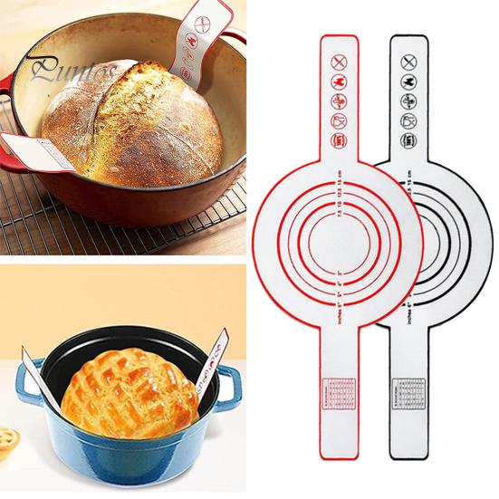 2 Pcs Silicone Bread Sling for Dutch Oven Non-stick Reusable Baking Mat with Long Straps Heat Resistant Pot Holder
