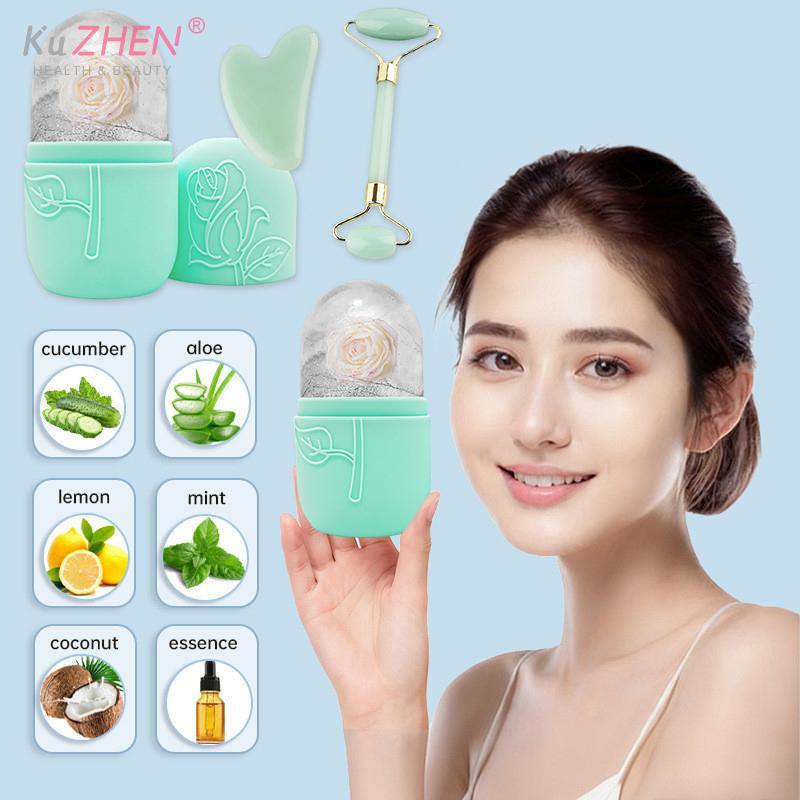 3pcs Ice Face Roller Facial Skincare Ice Roller Set Facial Roller Gua Sha Face Tool Set Face Massage Roller Lifting Contouring