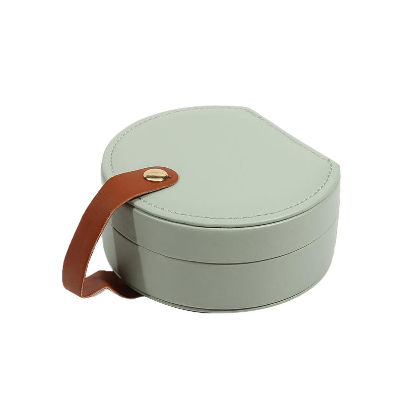 Portable Semi-Circular Small Travel Jewelry Case for Women Compact Top Handle Ring Necklace Earring Organizer Box