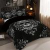 3PCS Black and White Skeleton Victorian Baroque Gothic Retro Duvet Set (1 Duvet Set+2 Pillowcases without Pillow Core)