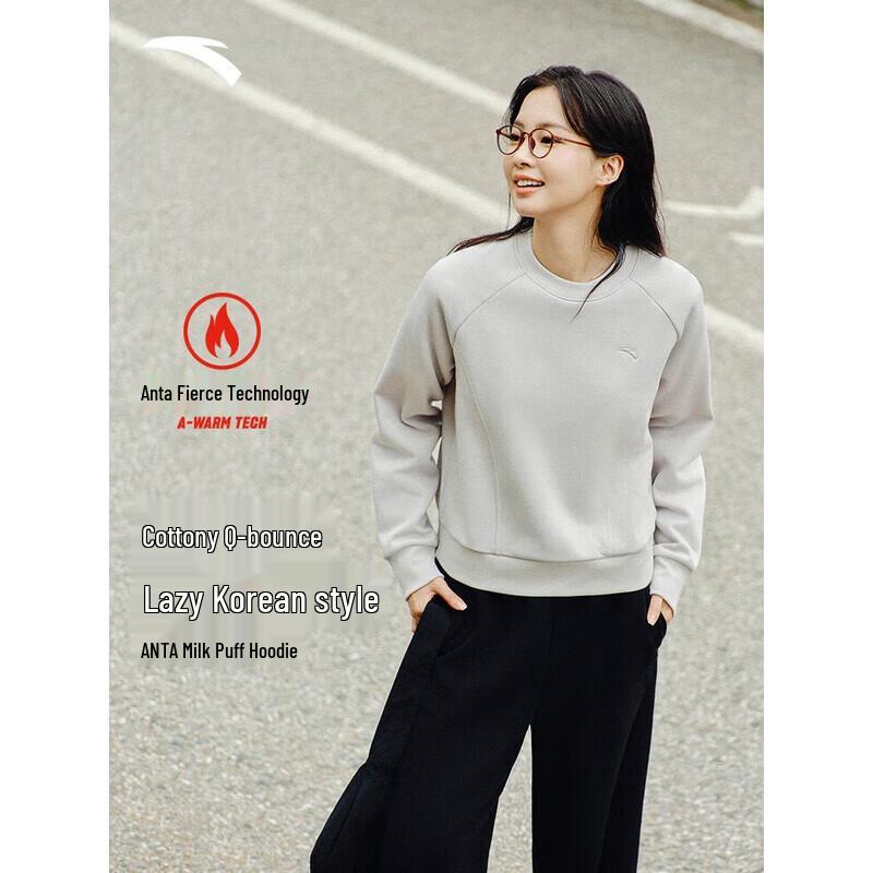 ANTA Women s Fleece-lined Crewneck Pullover Sport Top M