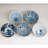 Nishikai Toki Multi-purpose Bowl Blue Pattern Variation Gift Box Included Made Japan Diameter 15.5 cm Set 5 31303