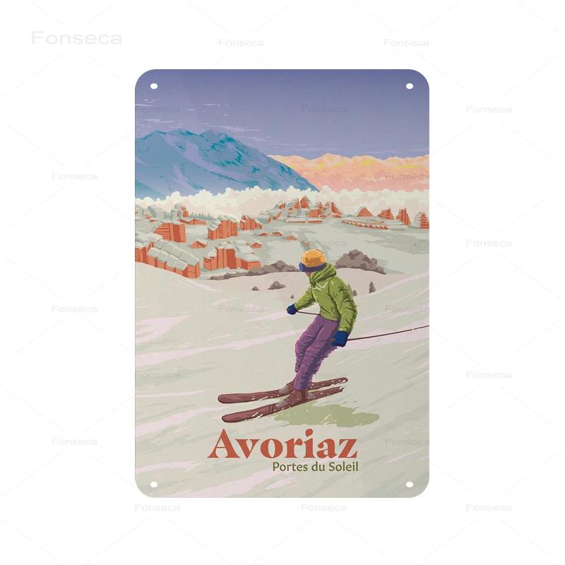 

Retro Ski Resort Metal Sign St Anton Kitzbuhel Avoriaz Winter Landscape Home Bar Club Hotel Wall Decor Tin Plaque XCm 20x30cm