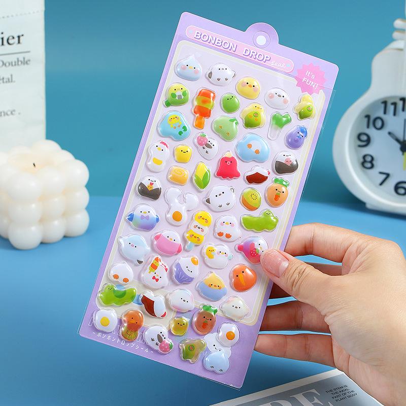 3D Crystal Cute Animal Stickers for Kids - Transparent & Embossed Fun for Phones