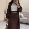 2025 Spring New European and American Amazon Foreign Trade Cross-Border V-neck Long sleeve Fashion Casual Half-Length Long dress Two-piece Set