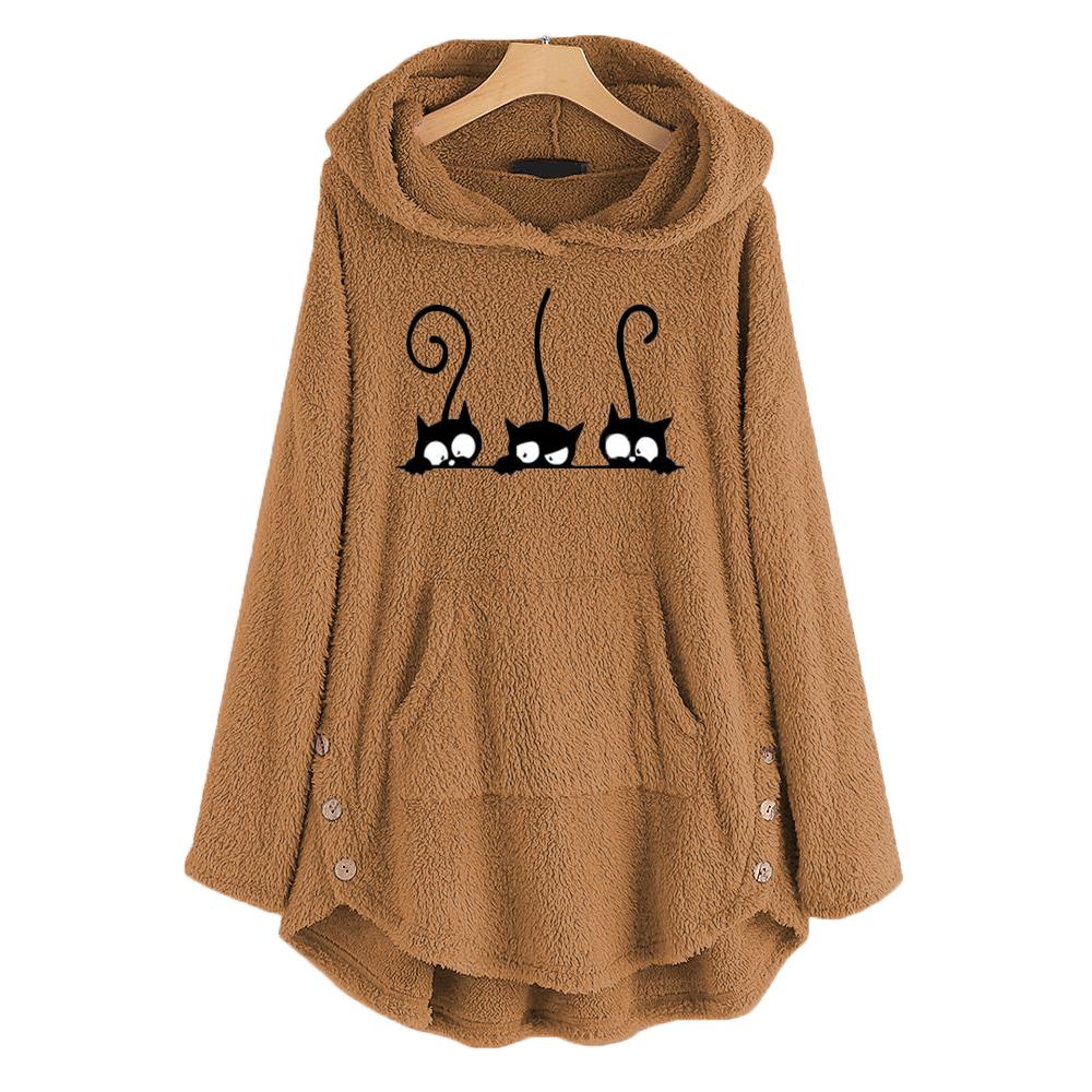 

Худі Зимові Жіночі Толстовки Флісові Пухнасті Котячі Джемпери Топи з Капюшоном Пуловер Yellow,5XL