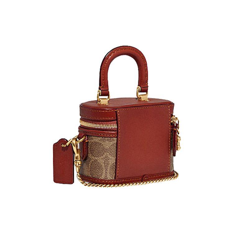 Coach Sac à Bandoulière Trail 12 Monogramme Classique Fermeture Éclair Cuir et Toile Enduite Sac à Main Femme Marron Jaune Rouille CE768-B4NQ4