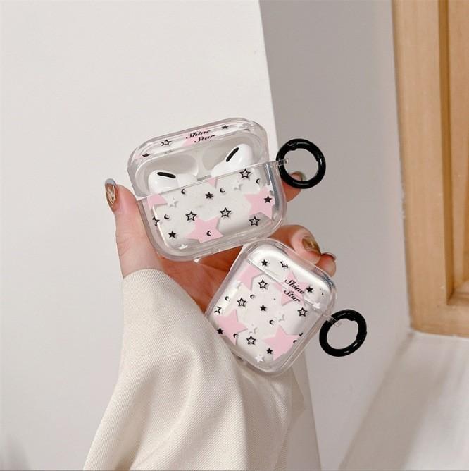 Ins simple pink stars for AirPods Pro protective case Bluetooth 1st generation AirPods 1 wireless earphone case