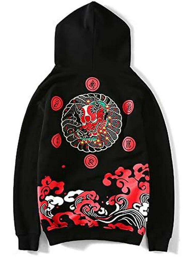 Niepce Streetwear Men's 3D Dragon Print Hoodie