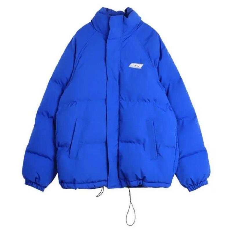 Blue and Black Down Cotton Jacket for Women Winter 2025 Korean Version Loose Off-season Cotton Jacket Design Niche Cotton Jacket