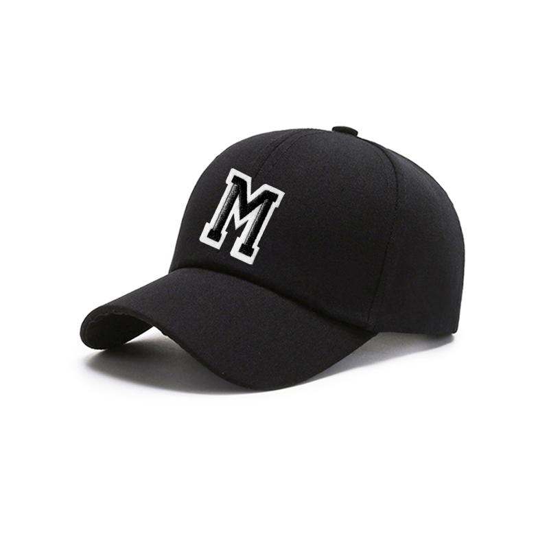 1pc Black Unisex 26 A-Z Letter Baseball Cap, Adjustable Casual Breathable Sunscreen Cap, Suitable For Outdoor Daily Wear