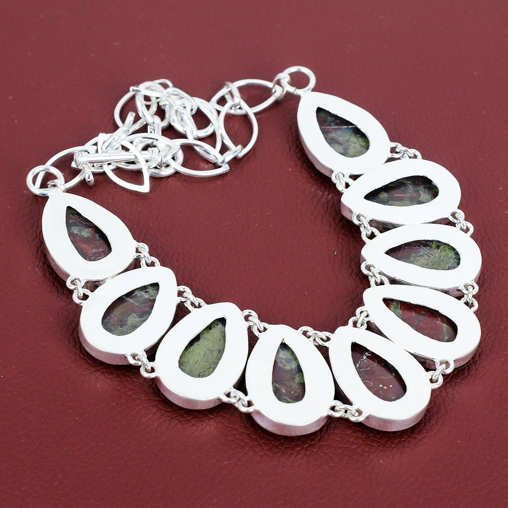 Dragon Bloodstone Necklace 925 Sterling Silver Necklace Adjustable Chain Necklace Original Gemstone Necklace Handmade Jewelry Gifts for Mom