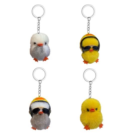 Keychain Soft Plush Duck Shape Portable Anti-Lost Key Holder Mobile Phone Chain Bag Hanger Backpacks Suitcases Hanging