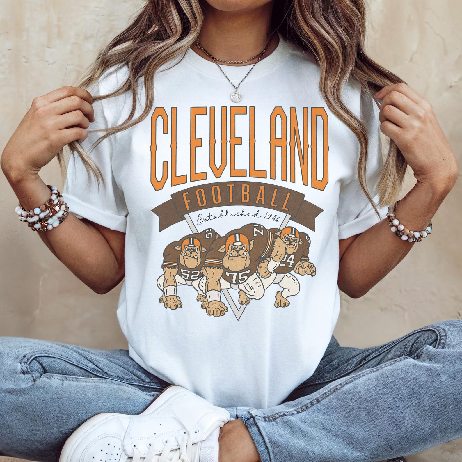 Cleveland Football Bulldog Graphic Tee | Vintage Dog Pound T-Shirt | Retro Cleveland Fan Apparel 4XL