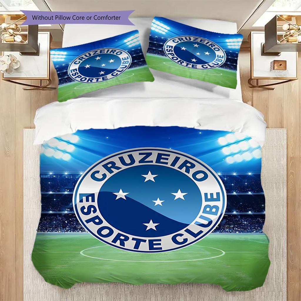 Cruzeiro Esporte Pattern Bedding Quilt Set Quilt Cover Pillowcase Home Decoration Birthday Gift (1 * duvet cover + 2 * pillowcase, without core)