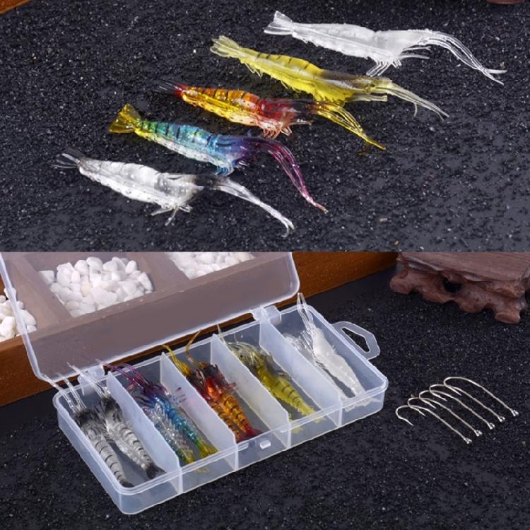 10pcs Simulation Shrimp Fishing Lures Shrimp Lures Rig Fishing Jigs with Hook for Trout Silicone Artificial Baits