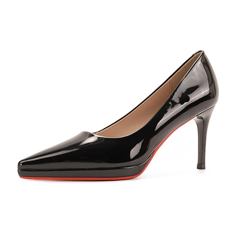 8-Temperament pointed-toed stiletto high heels women's not tired feet waterproof table single shoes women's professional bridesmaids banquet shoes