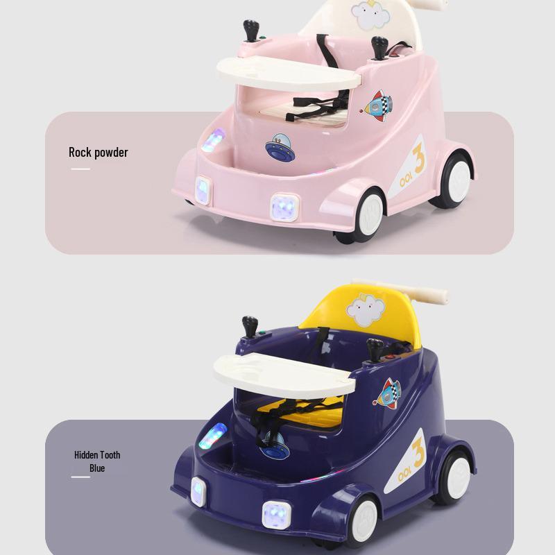 Kids' Electric 4-Wheel Drift Car with Dining Tray: Forward, Backward, Rotate - Indoor Toy with Free Shipping