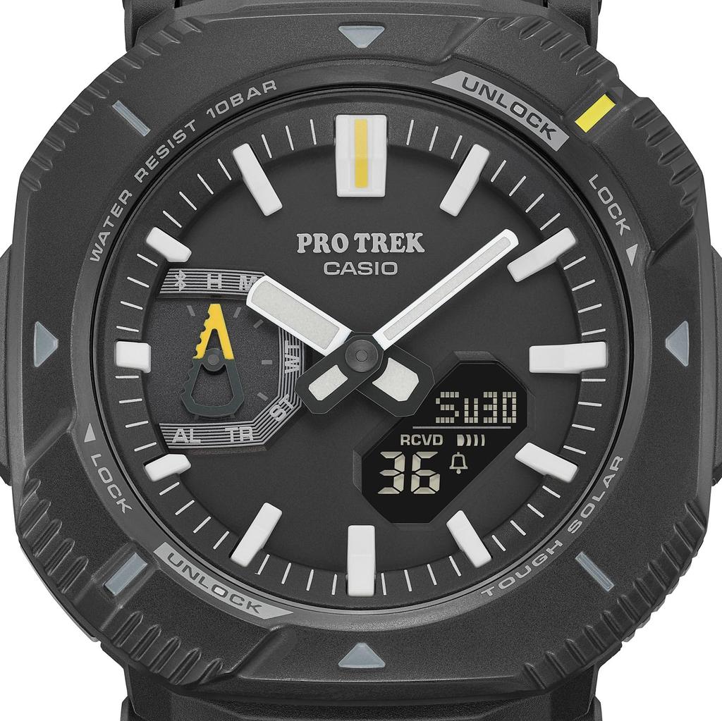 Casio Pro Trek Hiker Line Watch with Tough and Black Bluetooth, Solar, Eco-Friendly Materials, PRJ-B001B-1JF, Men's,