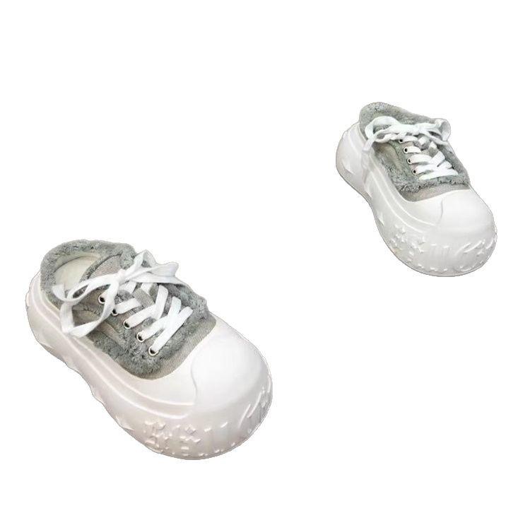 Baotou half slippers women's bread shoes new big head lace-up thick-soled muffin dissolving shoes sports and leisure shoes Hao