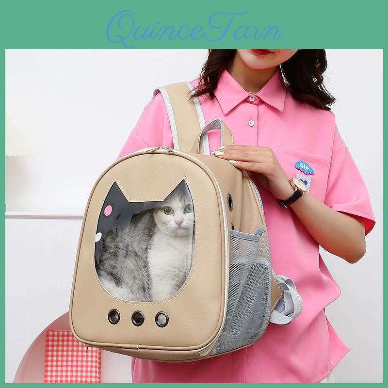 Carrier Cat Bag Pu Portable Travel Outdoor Backpack For Small Dog Cats Transparent Breathable Carrying Shoulder Bag Pet Supplies