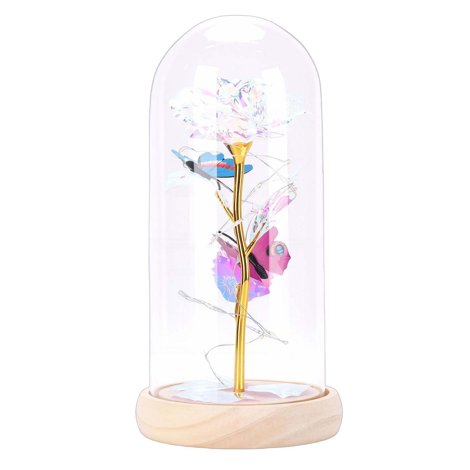 

Preserved Flower in A Glass Valentines Day Anniversary Rose Decor Ornament Night Light for Mom Women Girlfriend Wife