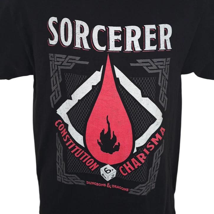 

Dungeons & Dragons 100% Cotton T-shirt Mens Tees Top Mens Size Medium Black Sorcerer Constitution Charisma M