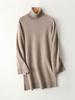 Women's High Neck Loose Fit Wool Maxi Dress with Bell Sleeves - Autumn/Winter Collection