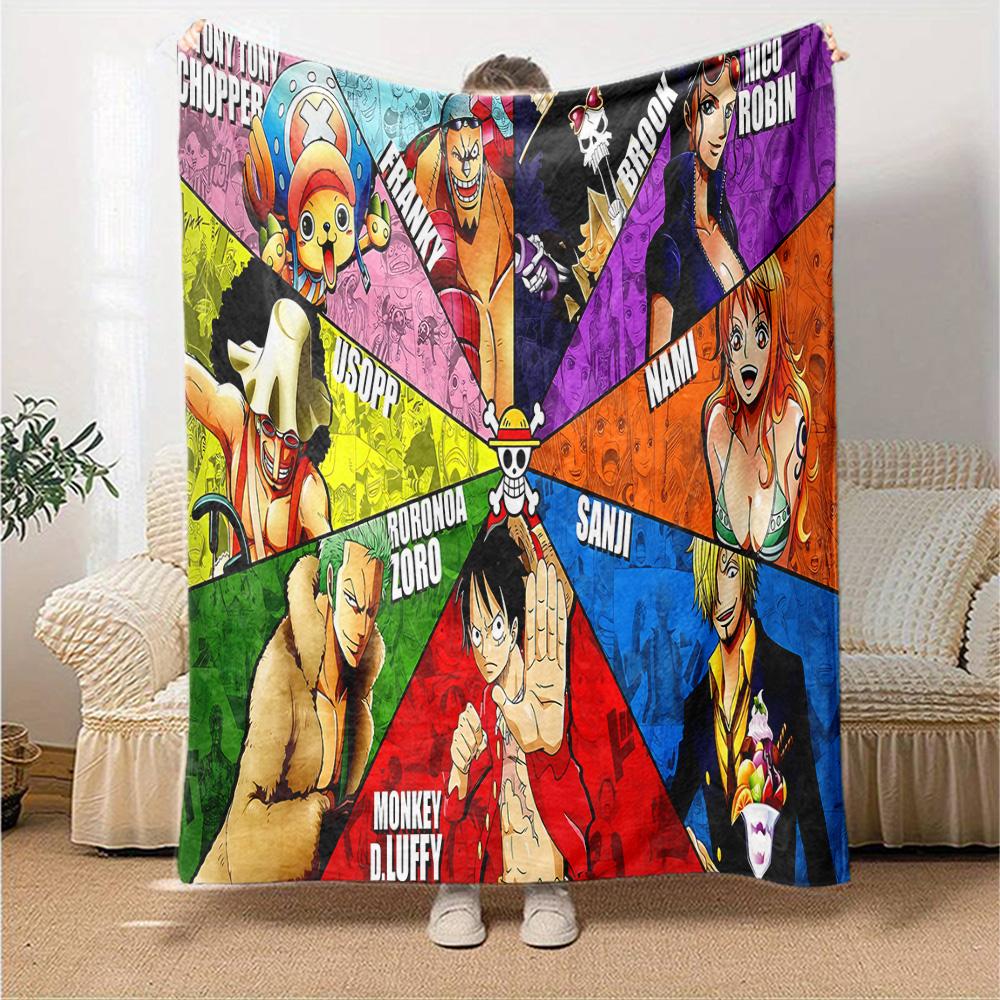 One Piece Characters Flannel Blanket Super Soft Warm Cozy Blanket For Sofa Bed Office Travel Allseason Home Decor Gift
