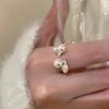 Zircon Pearl Ring Female Index Finger Ring ins Style Design Personality Open Ring