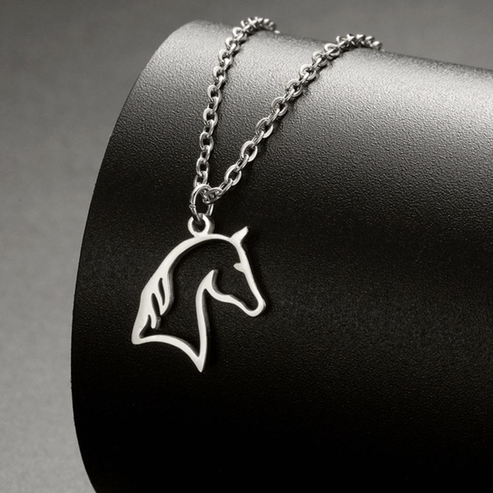 

My Shape Horse Pendant Necklaces for Women Men Girls Stainless Steel Animal Horse Horserace Chain Choker Horse Lover Jewelry
