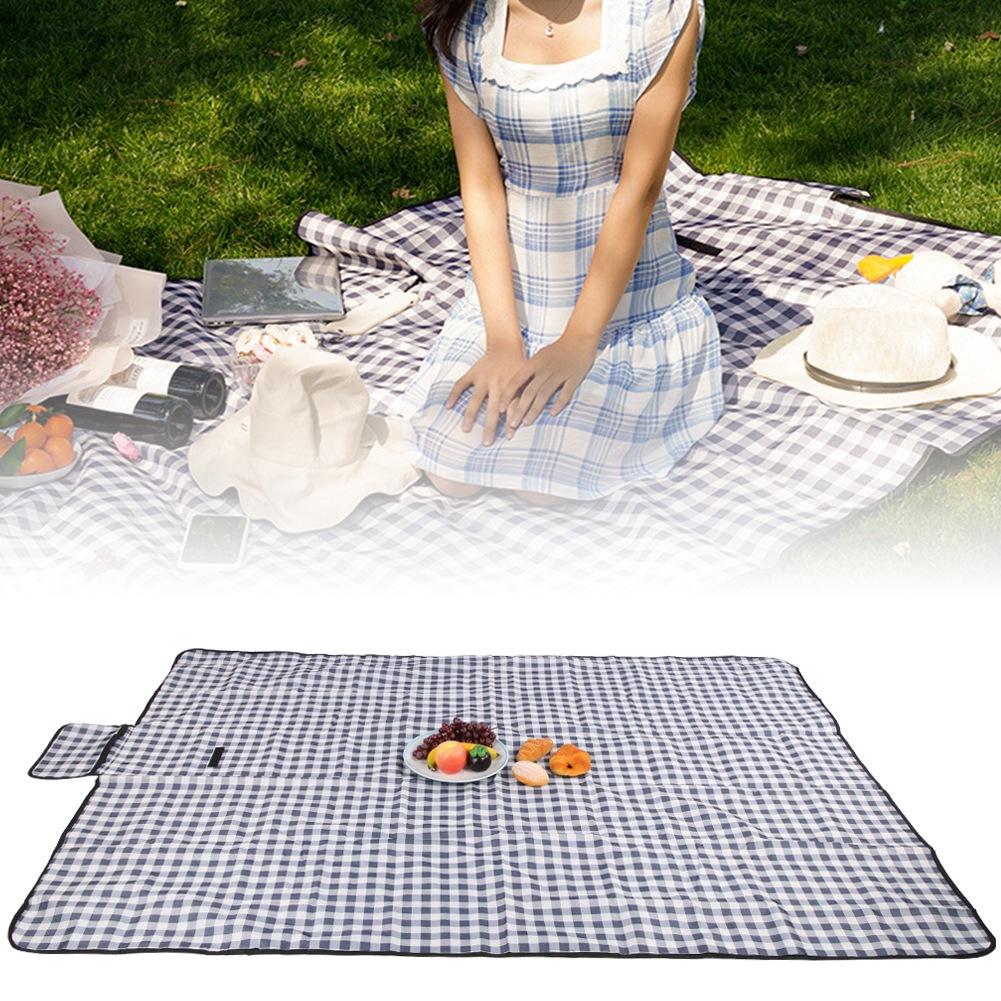 Outdoor Portable Machine Washable Oxford Cloth Picnic Pad Moistureproof Thicken Beach Ground Matblue White