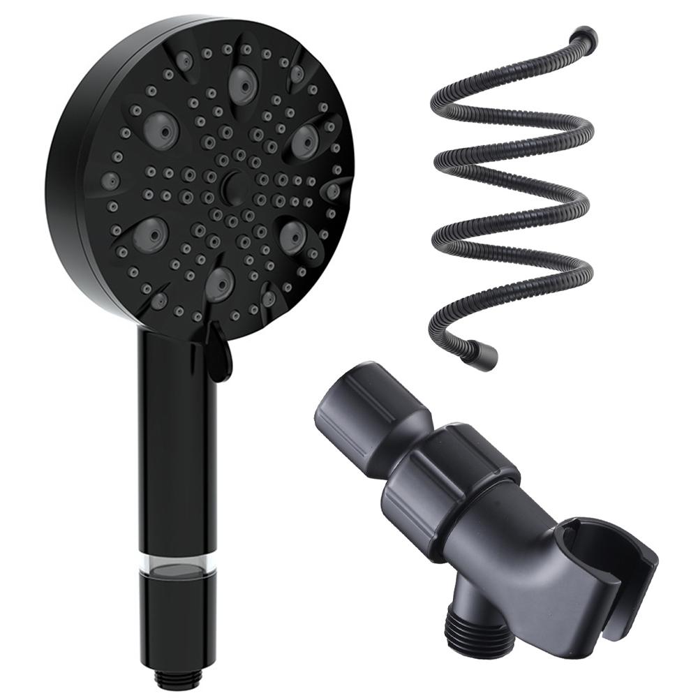 

Water Saving 10 Modes Handheld Filter Shower Head with Stainless Steel Hose + Bracket,Matte Black A