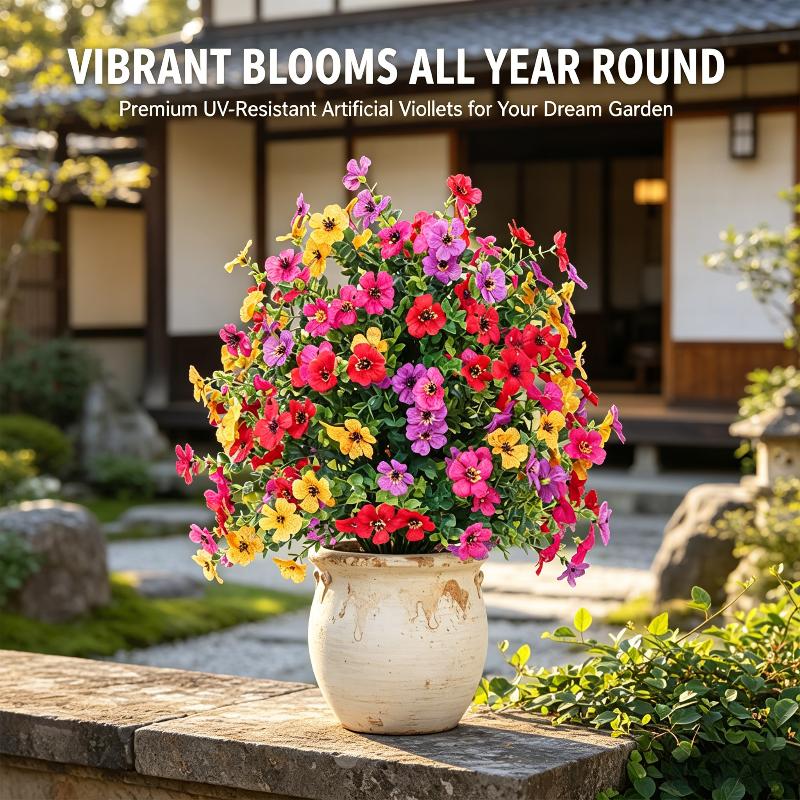 Künstliche Blume, Künstliche Petunien Mit Erdspieß, 18" Outdoor Kunstblumen Für Garten, Hof, Pflanzgefäß Und Veranda