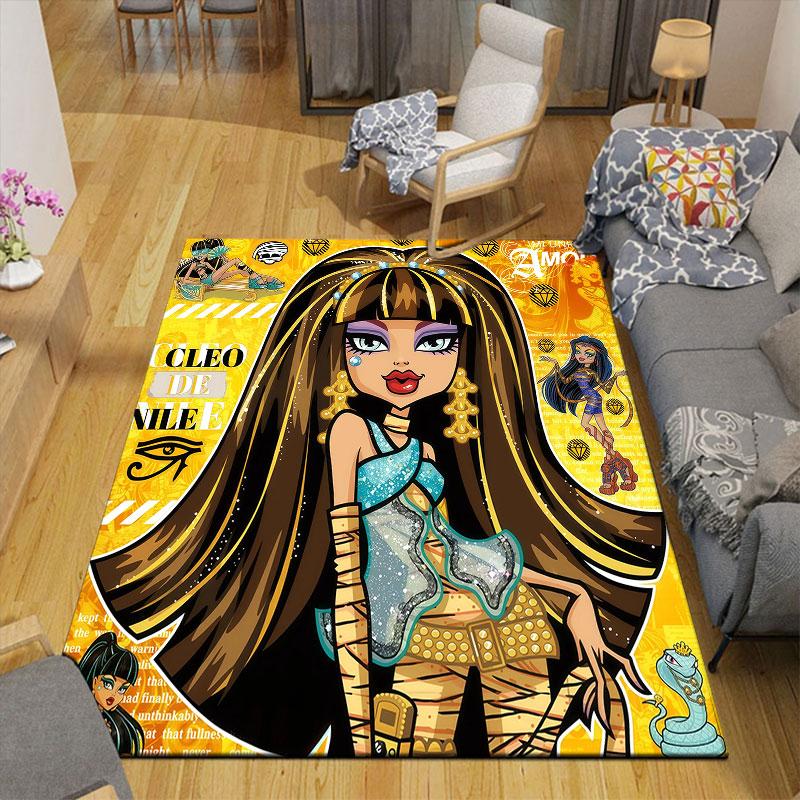 Cleo De Nile Flannel Printed Carpet, Home Sofa Decoration for Living Room & Bedroom, Non‑Slip Play Flannel Floor Mat for Game Room
