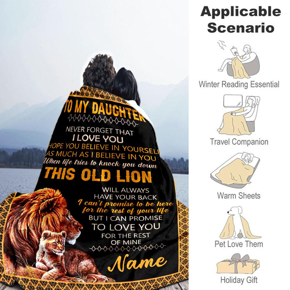 Lion Daughter Customize Your Name Blanket Throw Customizable Blanket Durable Comfort for Nap Living Room Office Chair Picnics Four Seasons Universal