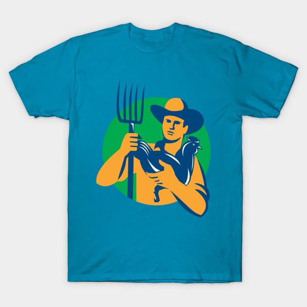 

Новая модная мужская футболка, органический фермер, вилы, курица, ретро-принт, топы с короткими рукавами, футболки, повседневные футболки 4XL кислотные синий