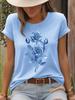 Fashion Women Rose Printed T-Shirt O-Neck Short Sleeve T-Shirt Simple Design Versatile Daily Wear Elegant Style Women Clothing