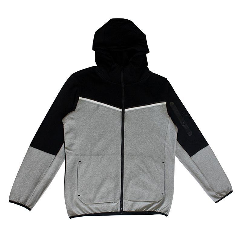 

2022 Чоловіча бавовняна толстовка з капюшоном на блискавці - Весняно-осіння повсякденна куртка з довгим рукавом XL сірий колір/чорний