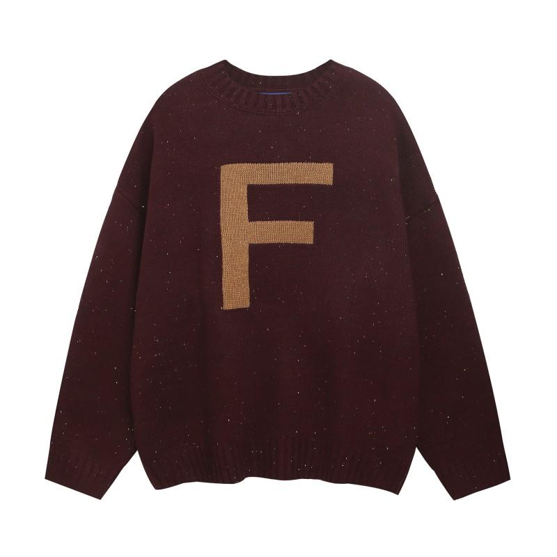 Oversized Relaxed Fit Acrylic Knit Sweater With Letter Print - Unisex Round Neck Long Sleeve Winter
