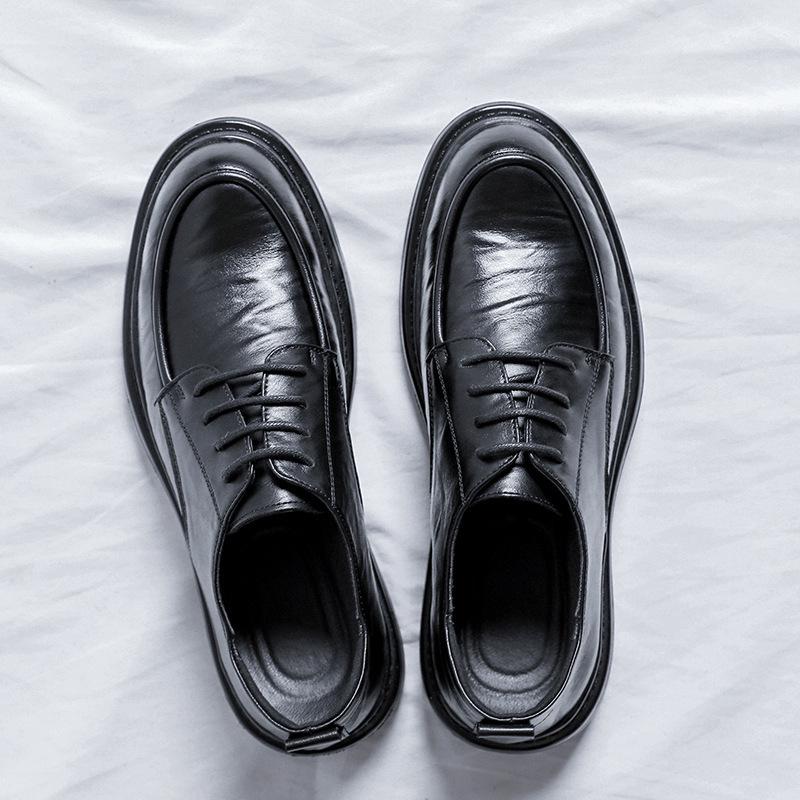 Men s Plus Size Retro British Formal Thick-Soled Genuine Leather Shoes - Breathable Design 41 чёрный