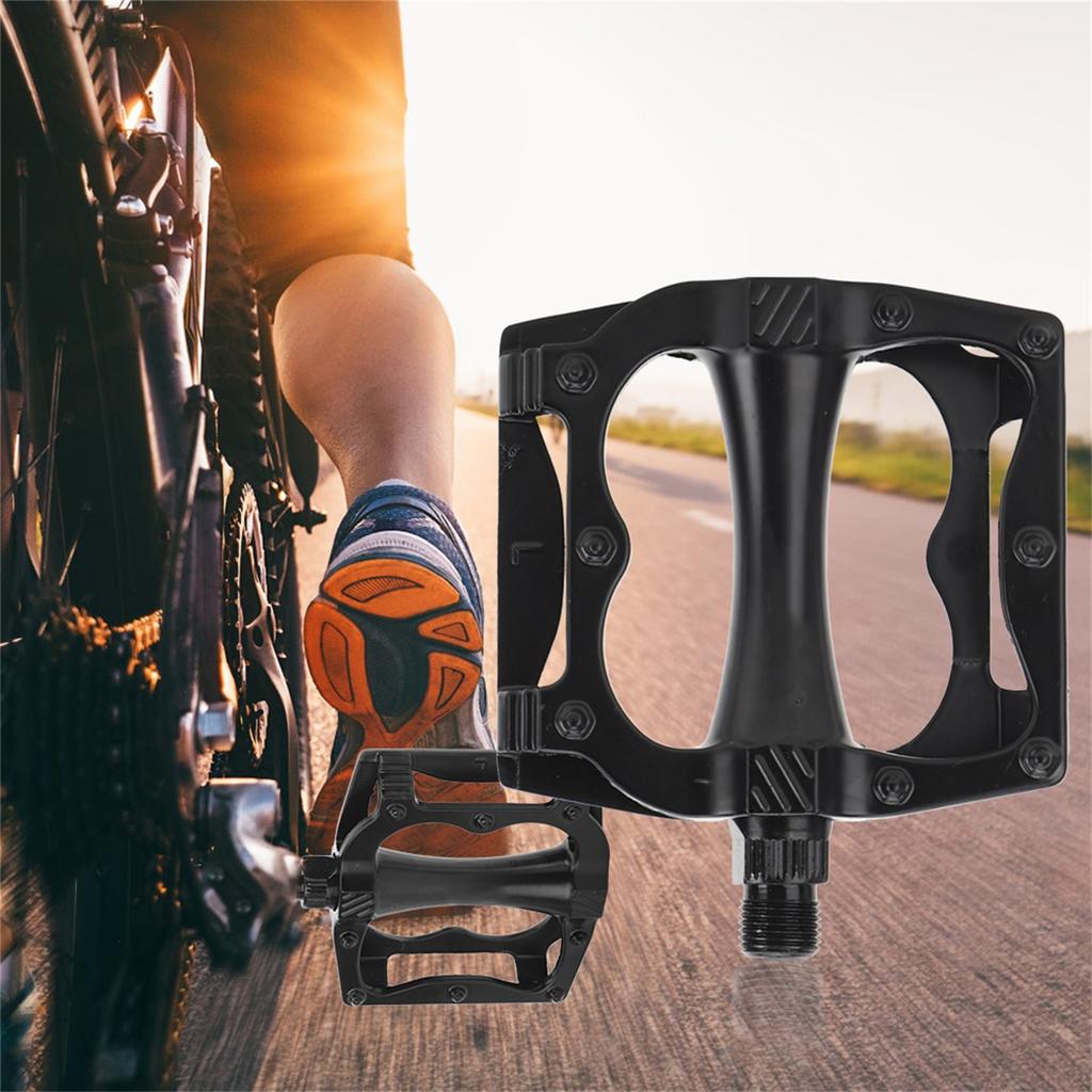 A Pair Aluminium Alloy Black Mountain Bike Pedal Plate Anti‑skid Ball Bearing Pedals Bicycle Accessories