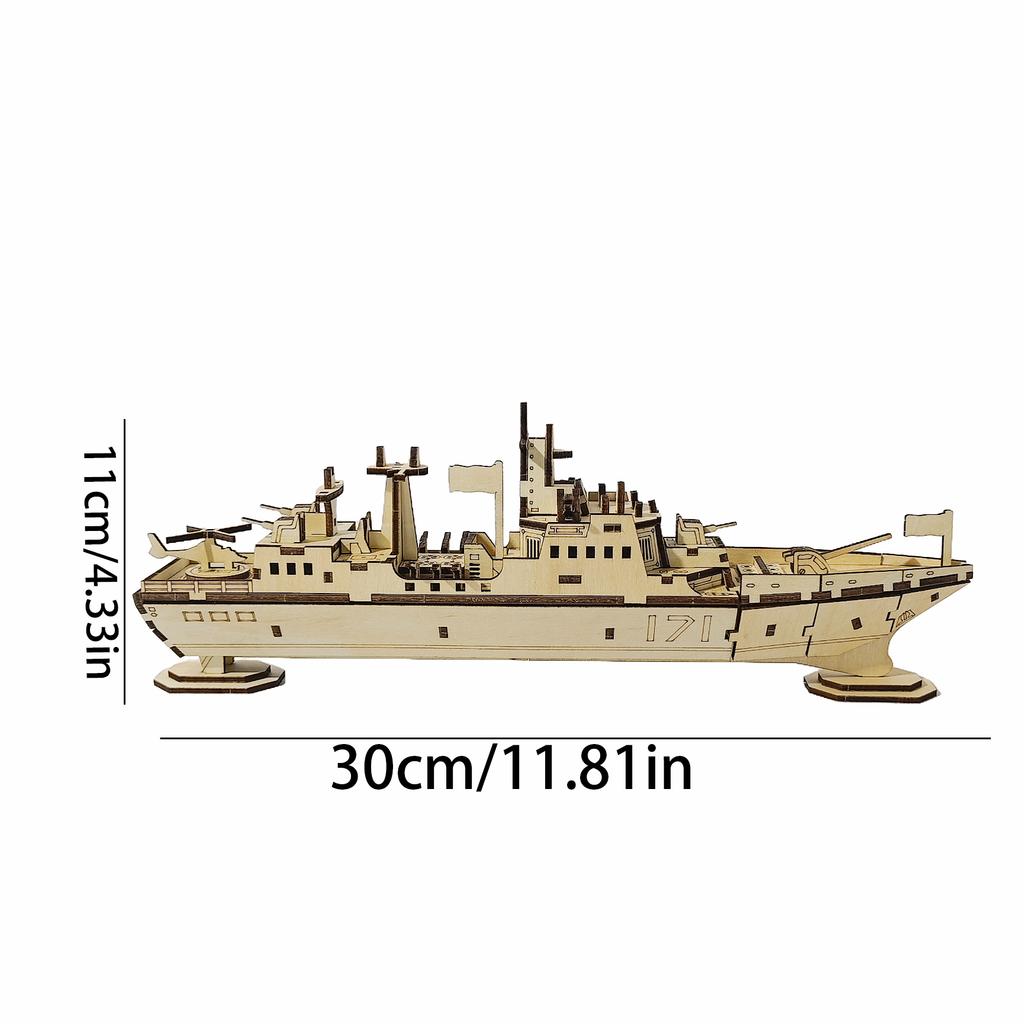 3D Puzzle DIY Wooden Toy Warship Assembly Model Adult Birthday, Halloween, Christmas Gift