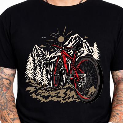 Mountain Bike Cycling Graphic Tee Cyclist Outdoor Adventure Nature Trail Shirt.